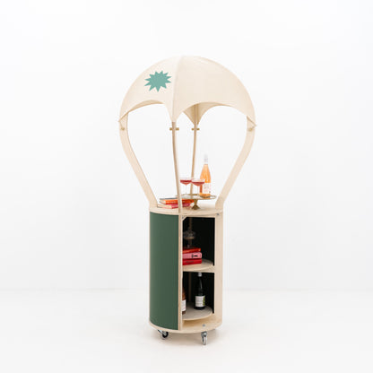 Balloon-style display cart with arched canopy