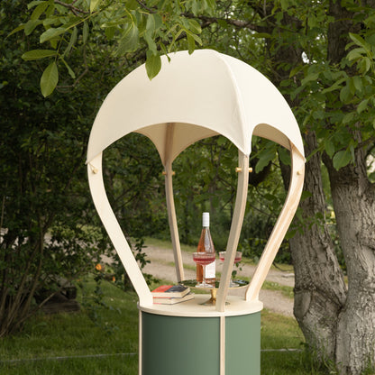 Flat-pack mobile cart with balloon canopy for pop-ups