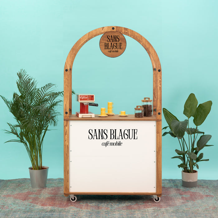 Bistro trolley snack and beverage station at a pop-up event