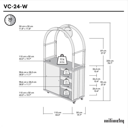 Bistro Cart VC-24-W-ML | custom color