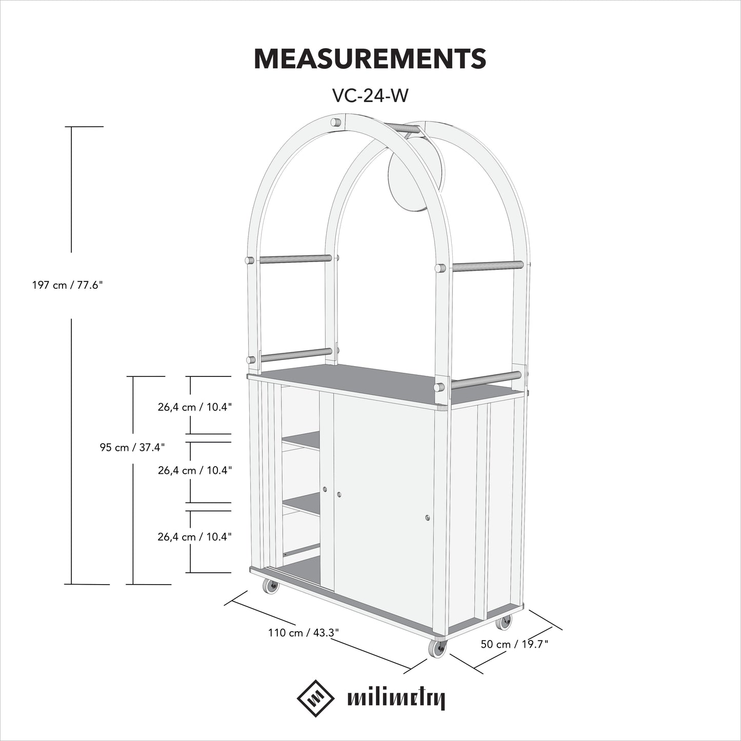 Bistro trolley VC-24-W-ML | custom color