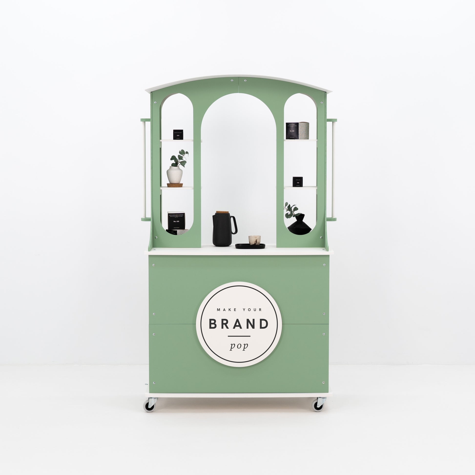 branded display unit for product storytelling and visual merchandising