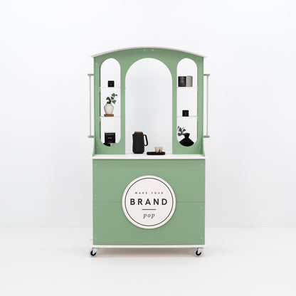 branded display unit for product storytelling and visual merchandising