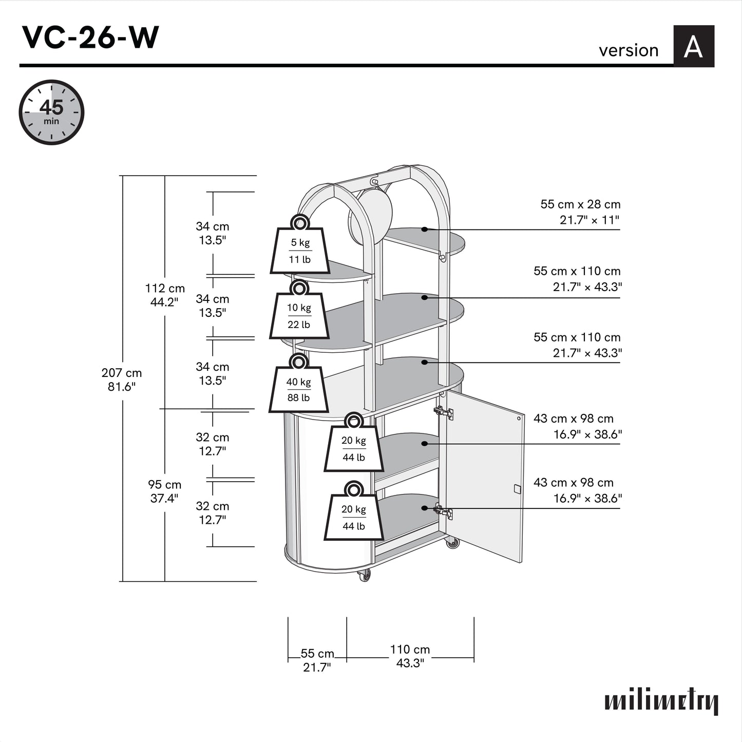 CART COMPACT OVAL COMSCISABLE VC-26-A-W-ML | couleur personnalisée
