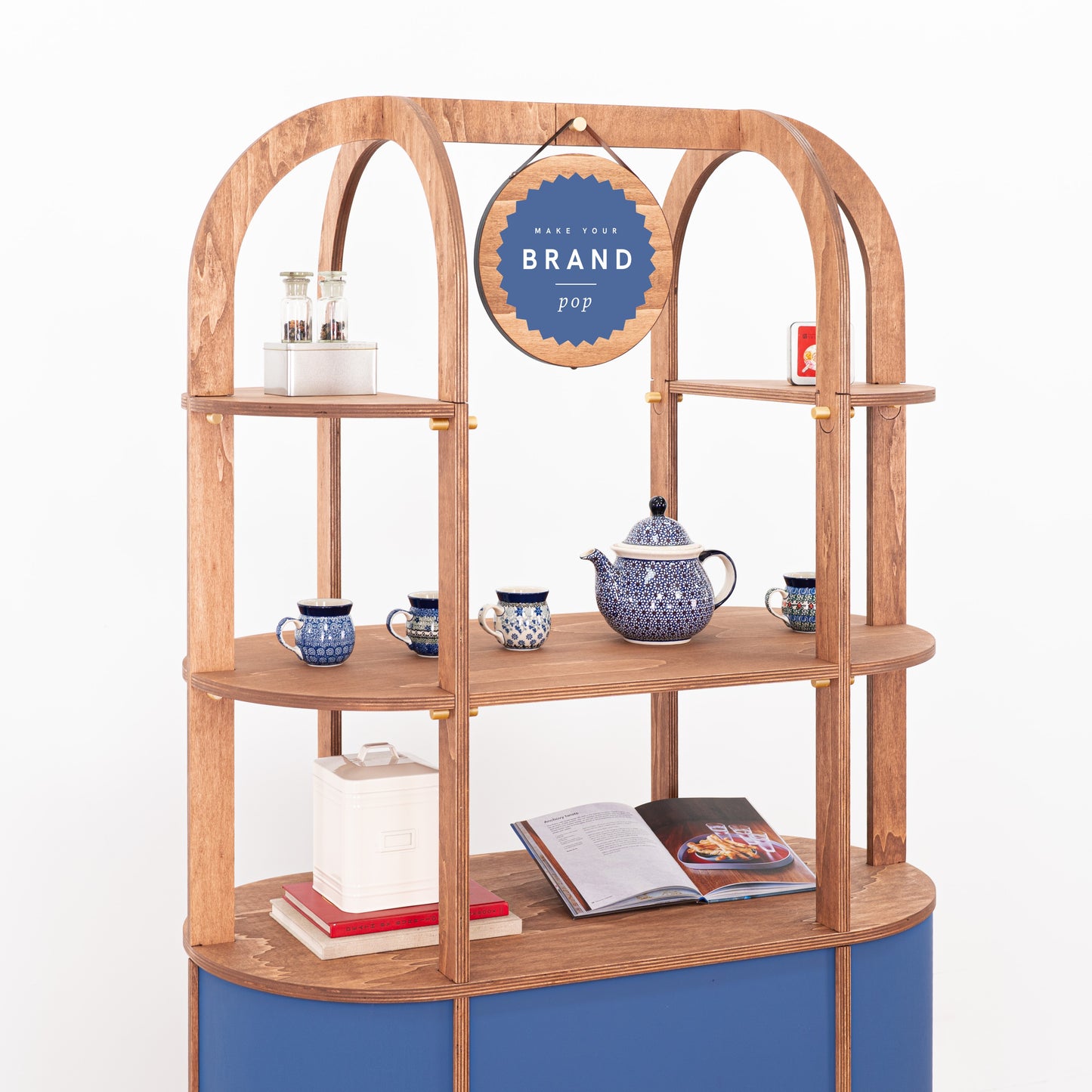 blue cart with wheels for promotional use