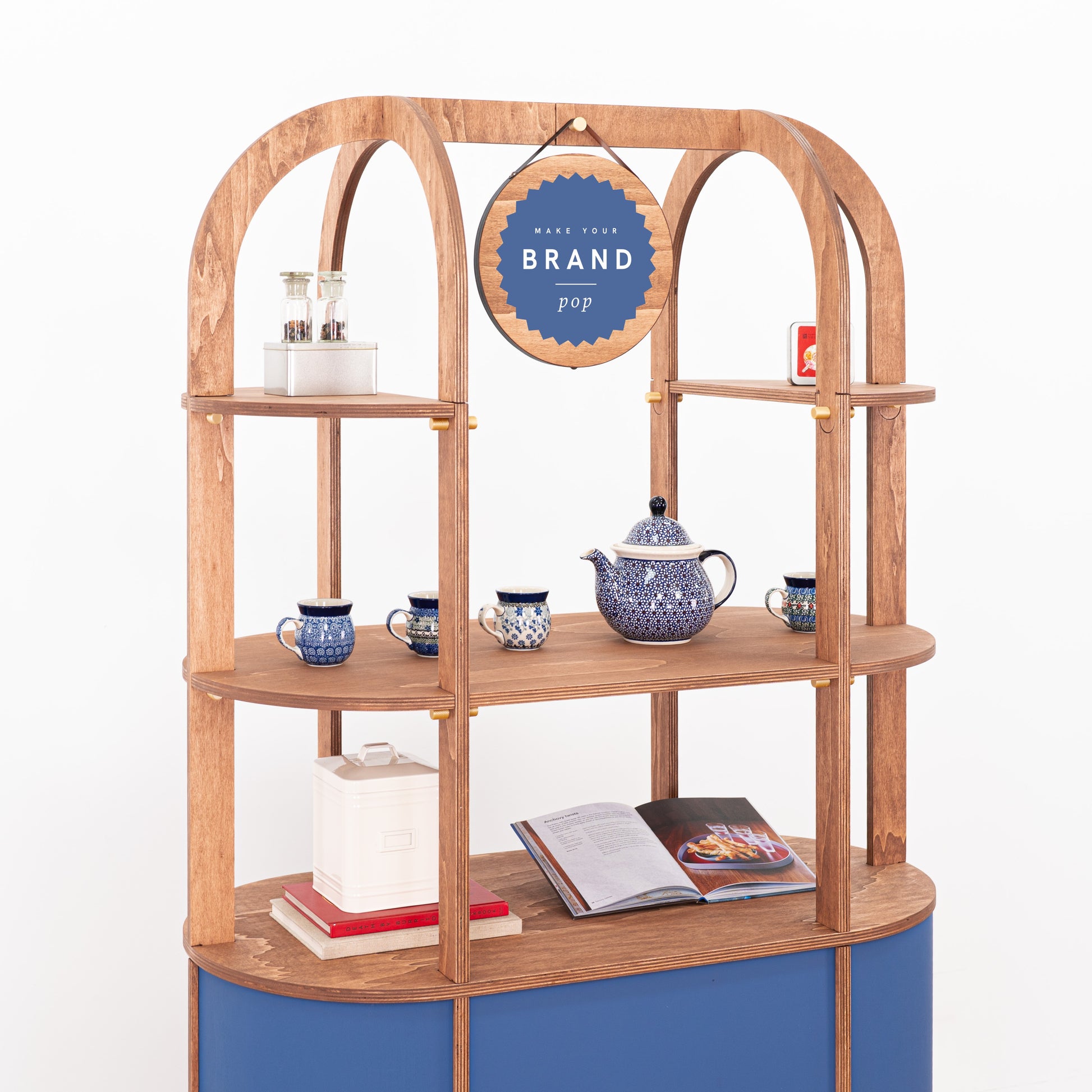 blue cart with wheels for promotional use