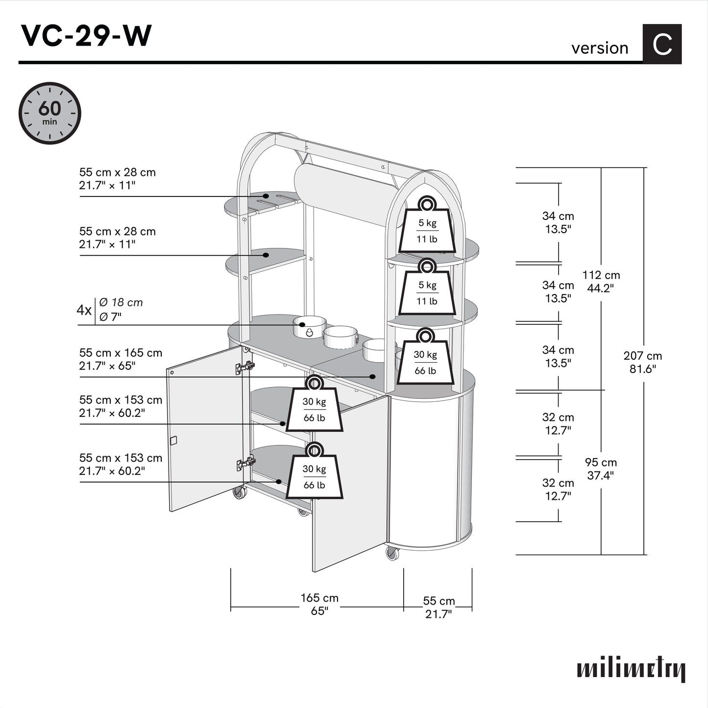 Bar à vin VC-29-CW | couleur personnalisée