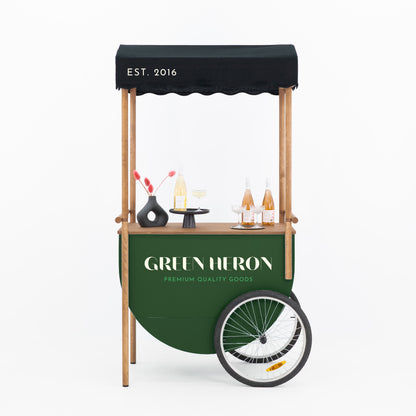 Front view of customizable event cart for drink sampling and brand activations