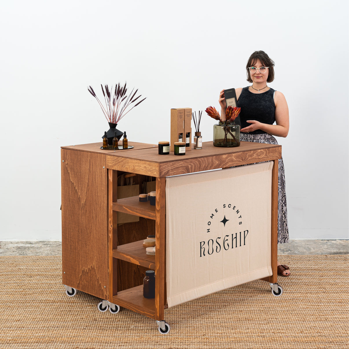 Portable Counter & Table Set – Coffee Finish | Perfect for Trade Shows ...