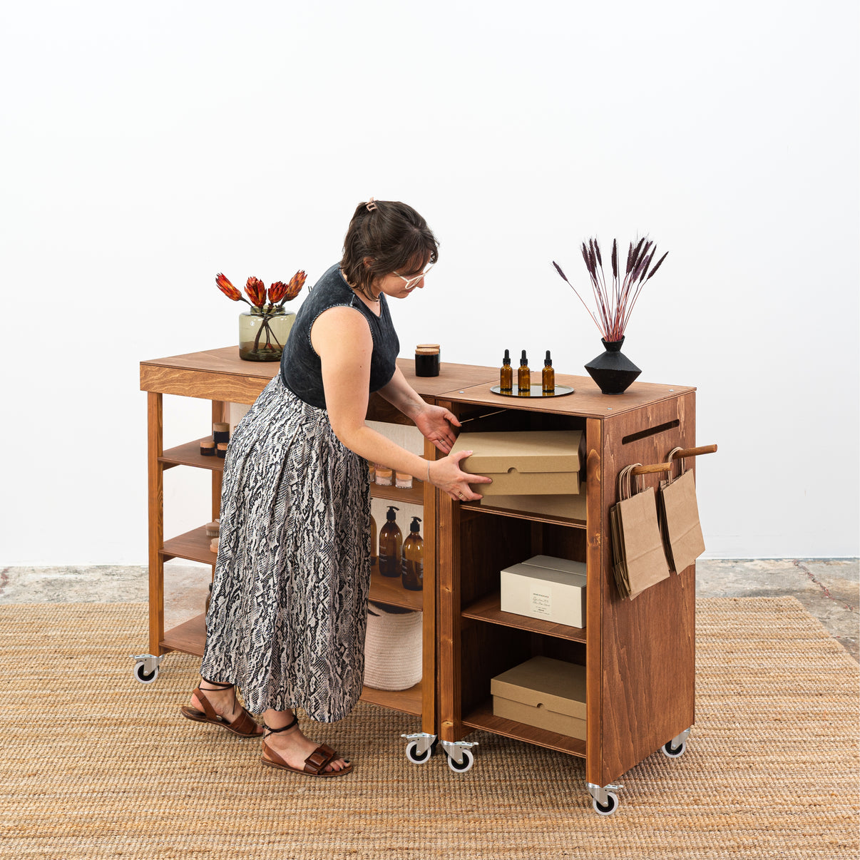Portable Counter & Table Set – Coffee Finish | Perfect for Trade Shows ...