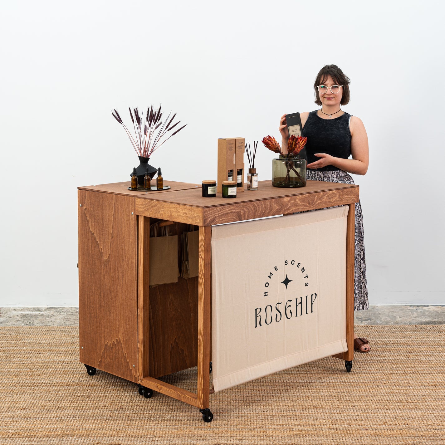 Portable Counter & Table Set – Coffee Finish | Perfect for Trade Shows ...