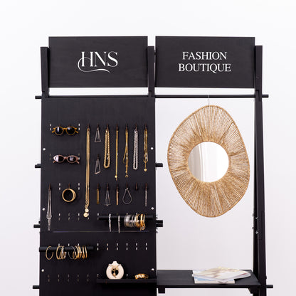 Freestanding dual-sided retail display with pegboard and rail system