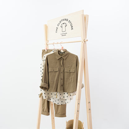 Minimalist birch rack for pop-up shops and artisan events