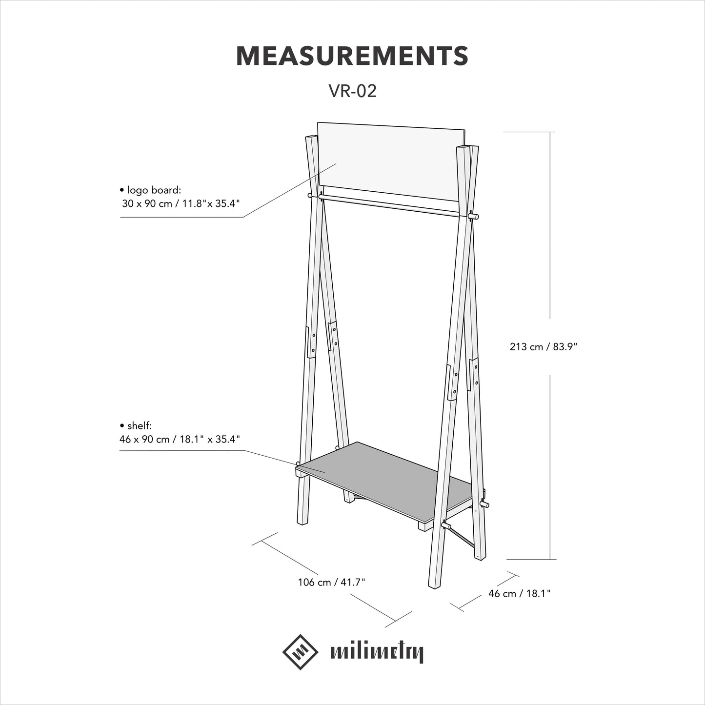 Portable A-frame rack VR-02-NT | natural color