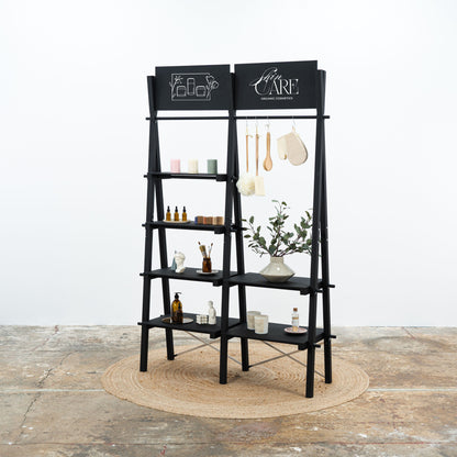 Portable A-frame double shelving VRS-01-BL | black color