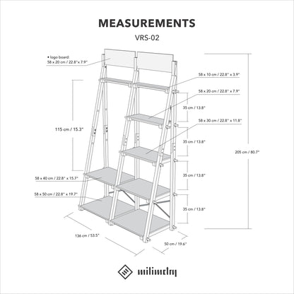Portable double shelving with vertical back VRS-02-NT | natural color