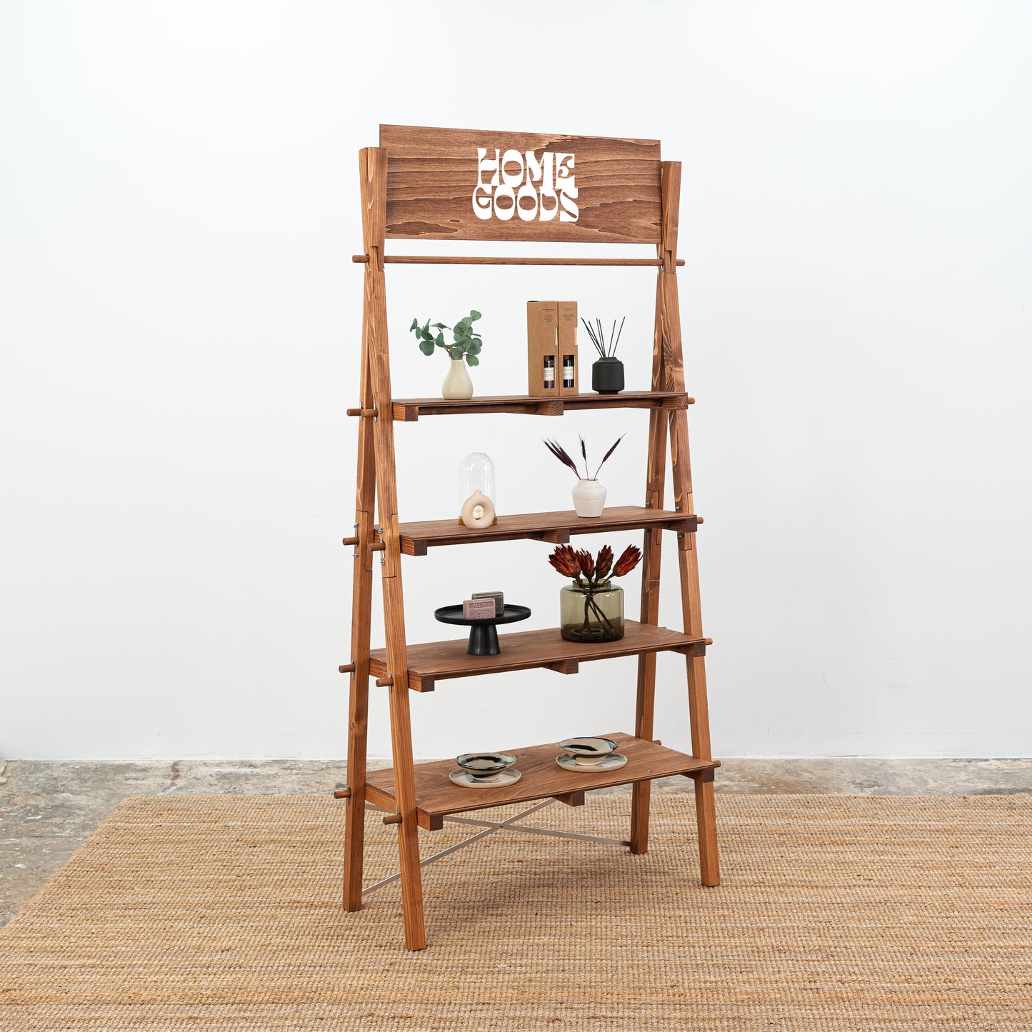 Portable A-frame shelving VS-03-CF | coffee color