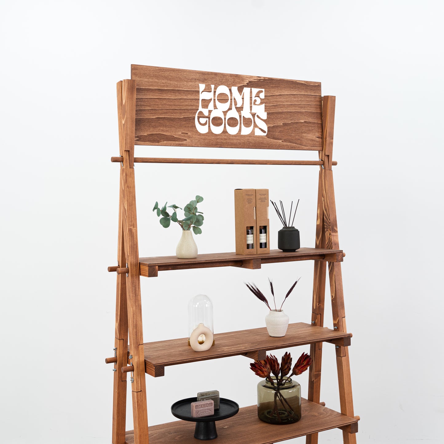 Portable A-frame shelving VS-03-CF | coffee color