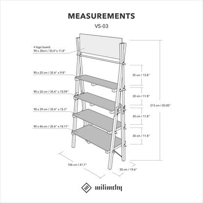 Portable A-frame shelving VS-03-BL | black color