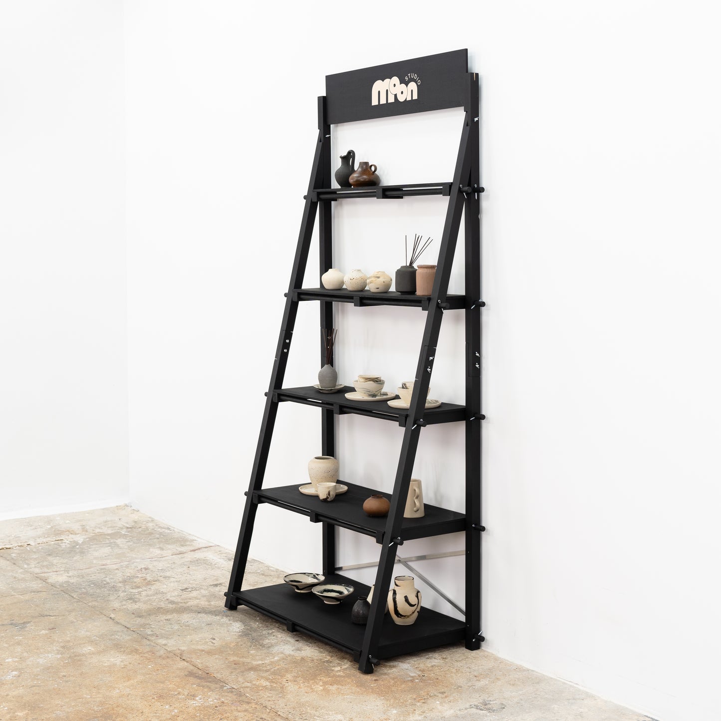 Portable shelving with vertical back VS-05-BL | BLACK color