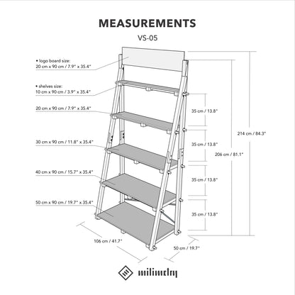 Tragbares Regal mit vertikaler Rückwand VS-05-WT | Farbe: weiß