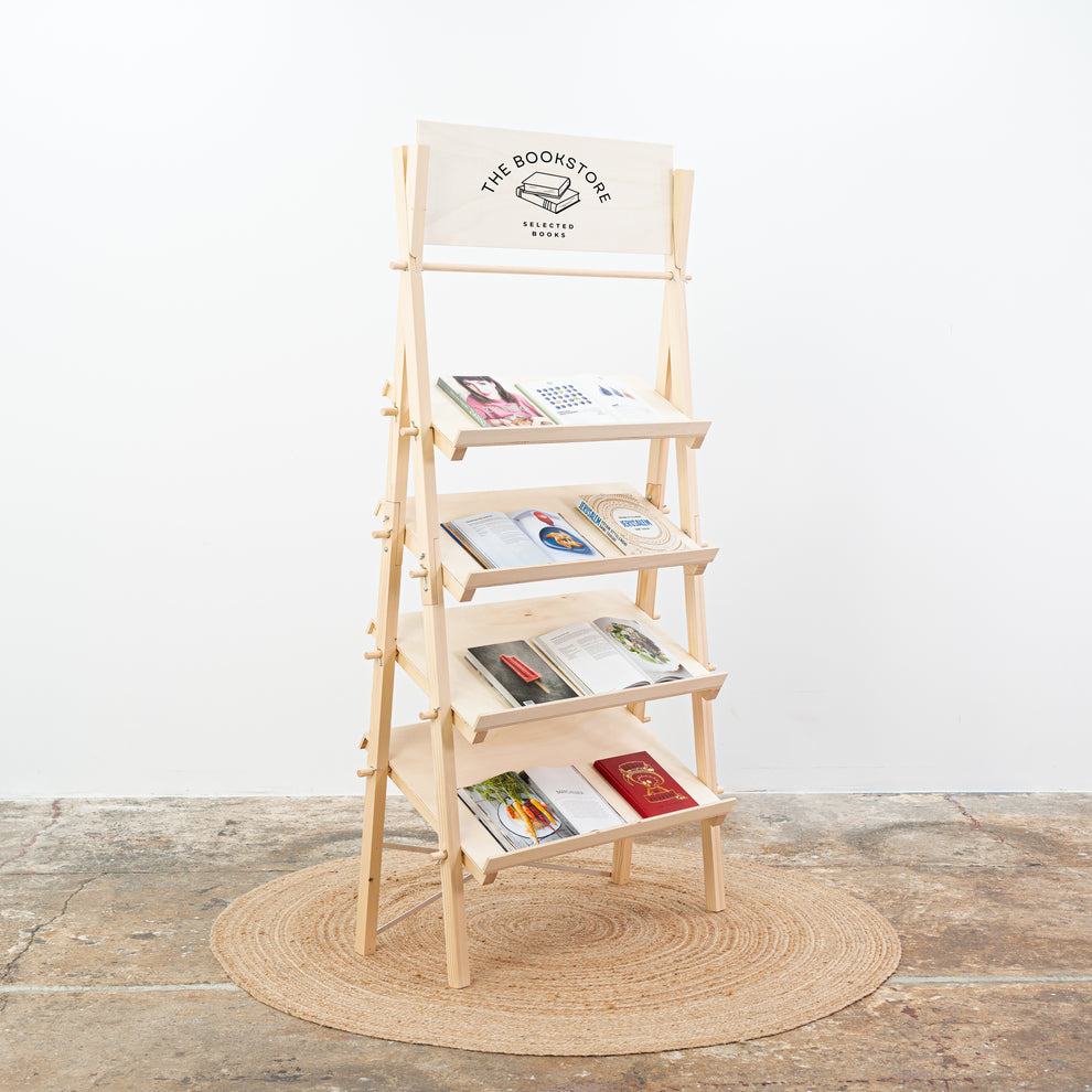 Slanted Wooden Rack Display Slanted Shelf Display VS-07 | Natural Wooden A-Frame Shelf – Milimetry
