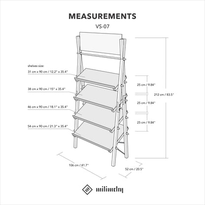 Shelving VS-07-NT with slanted shelves for shops and fairs | Folding display