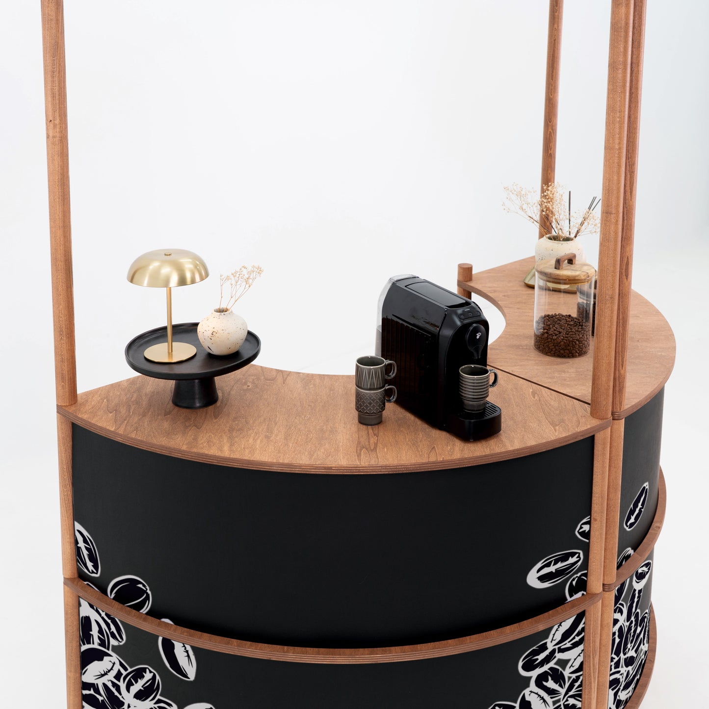 Station de service client incurvée Nara II | café + couleur personnalisée