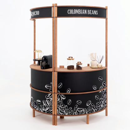 Nara II curved customer service station | coffee + custom color