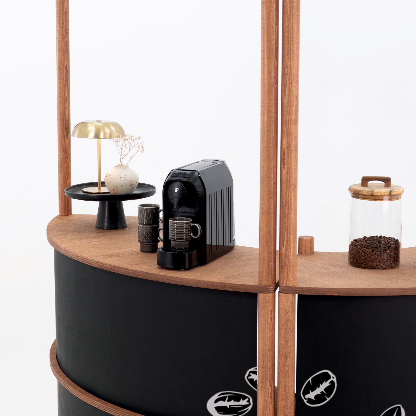 Station de service client incurvée Nara II | café + couleur personnalisée