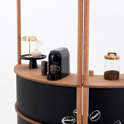 Nara II curved customer service station | coffee + custom color