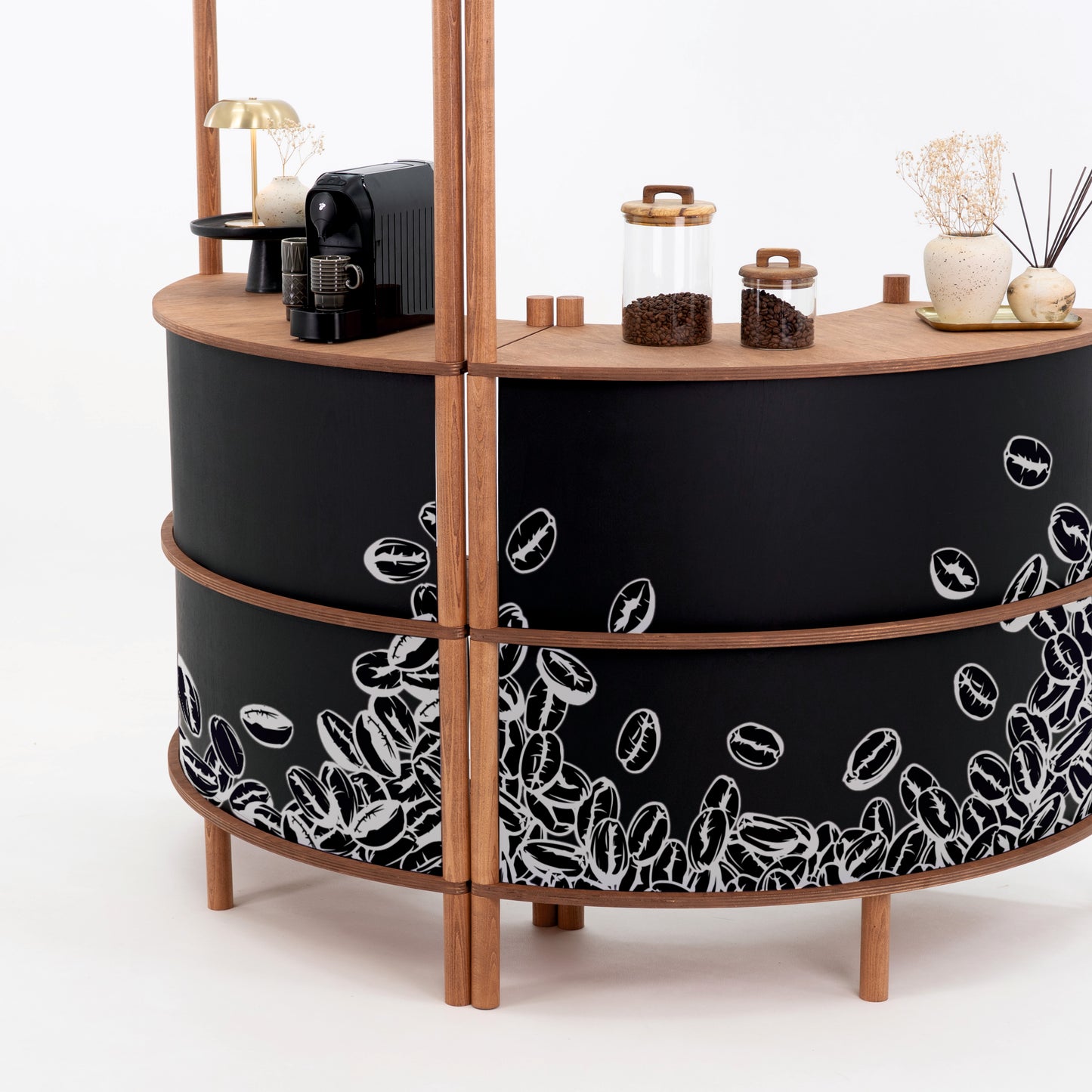 Station de service client incurvée Nara II | café + couleur personnalisée