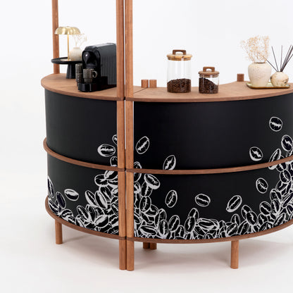 Nara II curved customer service station | coffee + custom color