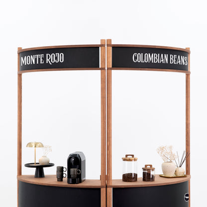 Nara II curved customer service station | coffee + custom color