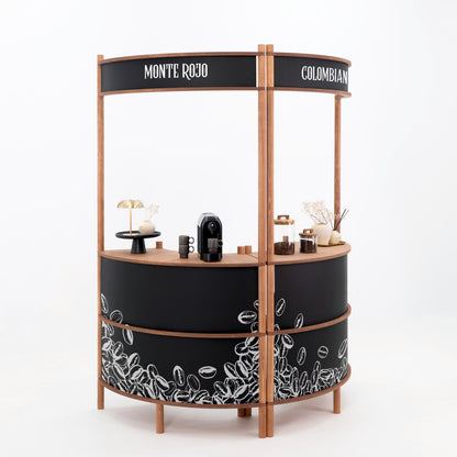 Nara II curved customer service station | coffee + custom color