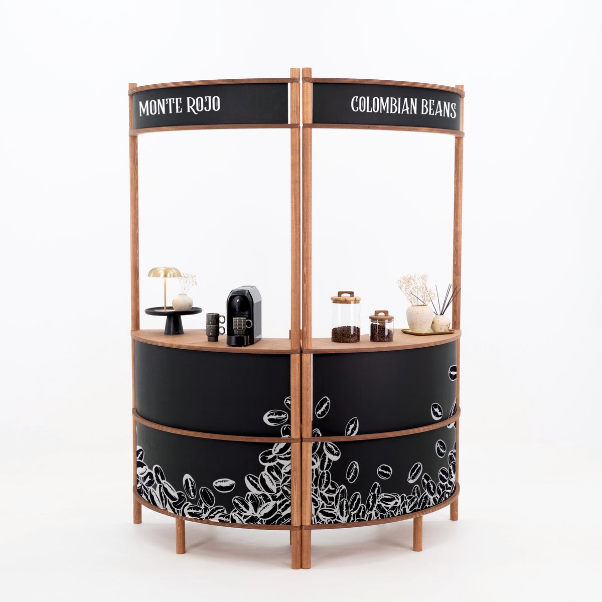 Station de service client incurvée Nara II | café + couleur personnalisée