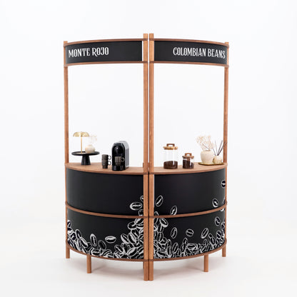 Nara II curved customer service station | coffee + custom color