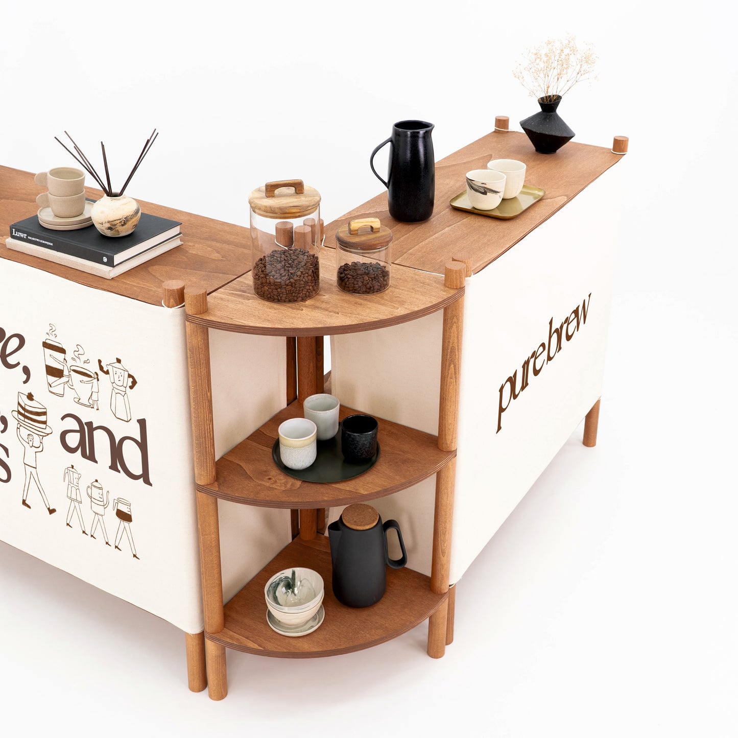 Narożny regał ekspozycyjny BAC-01-CF | kolor kawowy