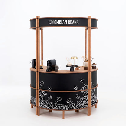Nara II curved customer service station | coffee + custom color