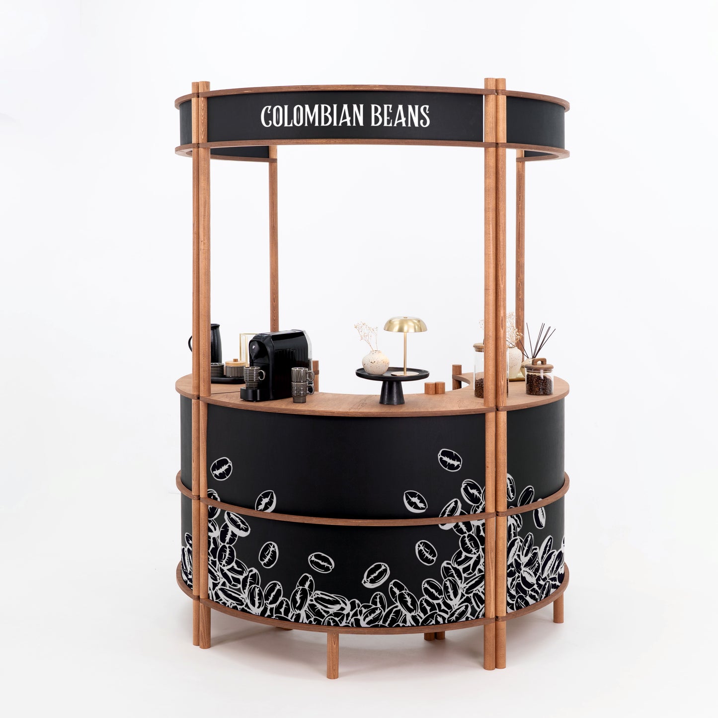 Station de service client incurvée Nara II | café + couleur personnalisée