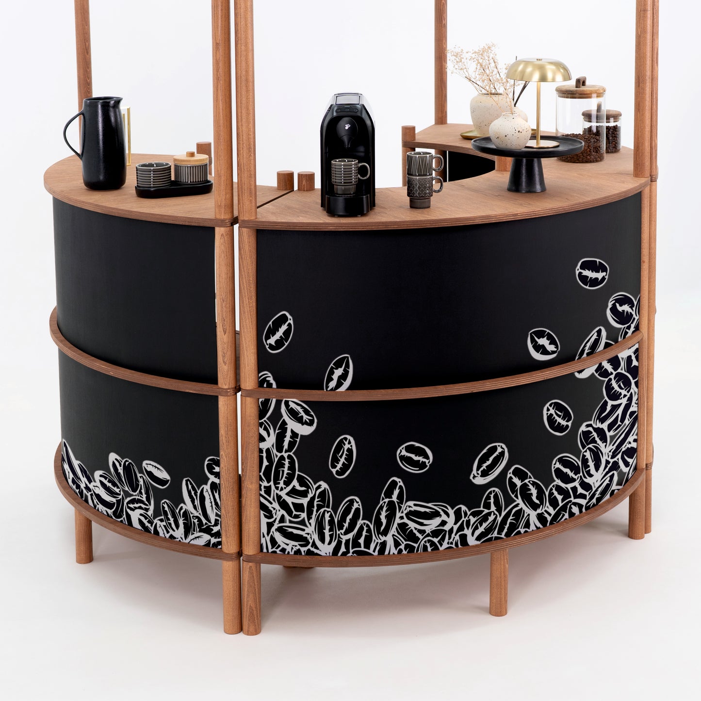 Station de service client incurvée Nara II | café + couleur personnalisée