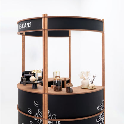 Nara II curved customer service station | coffee + custom color