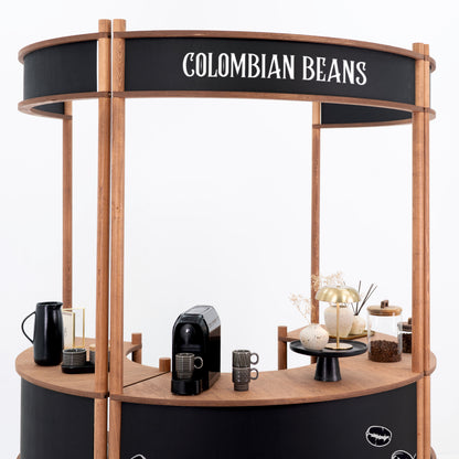 Nara II curved customer service station | coffee + custom color