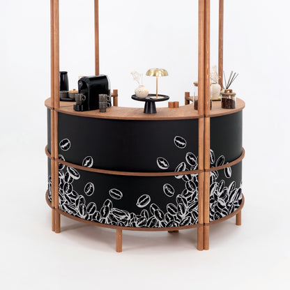 Nara II curved customer service station | coffee + custom color