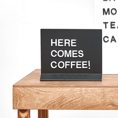 tabletop magnetic sign board available in black and white finishes

