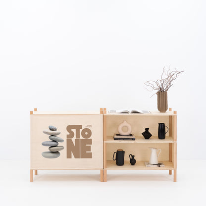 BAMBUK Kassentheke – Vorderansicht mit individuellem Stoff