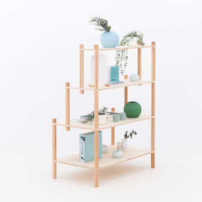 Lightweight wooden ladder shelf for trade show displays
