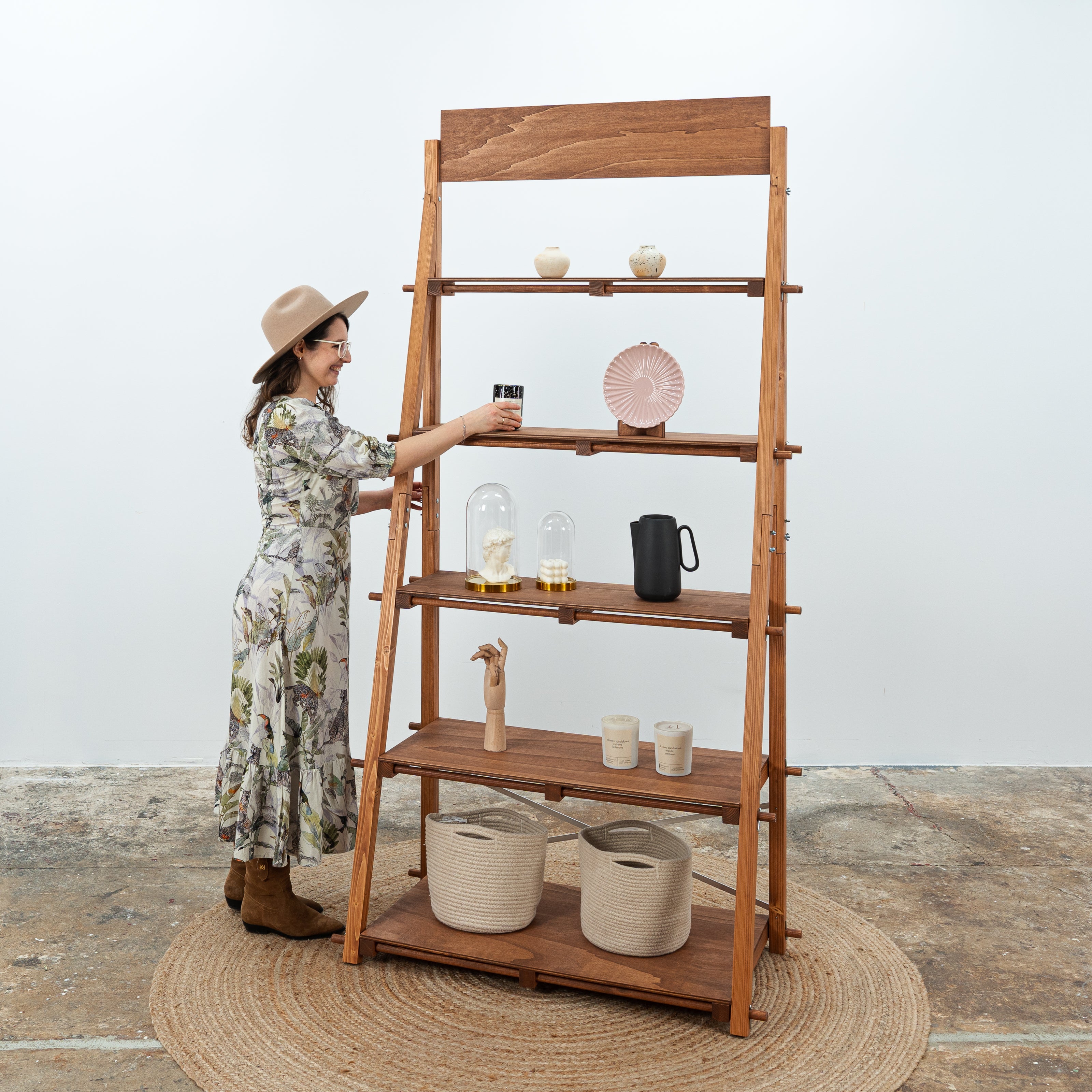 Coffee Brown Portable Display Shelf | Craft Show Shelf – Milimetry