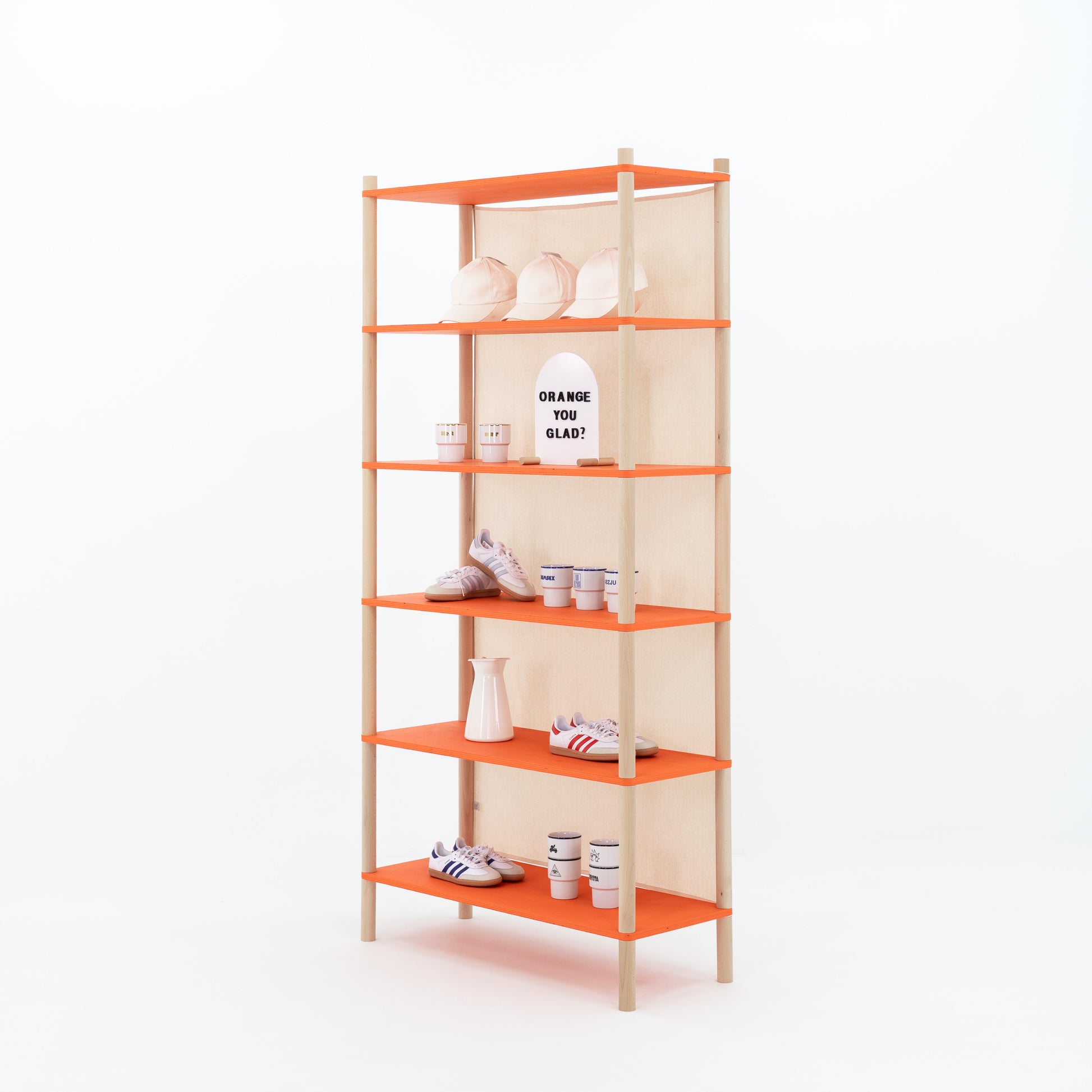 Trade show display shelf with custom color finish