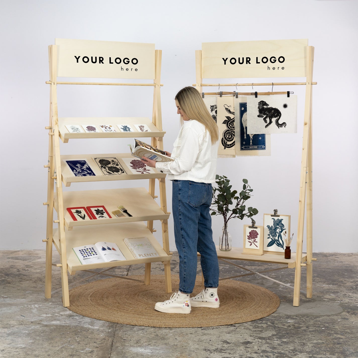 SET Boston rack and shelving combo for print makers, fashion designe